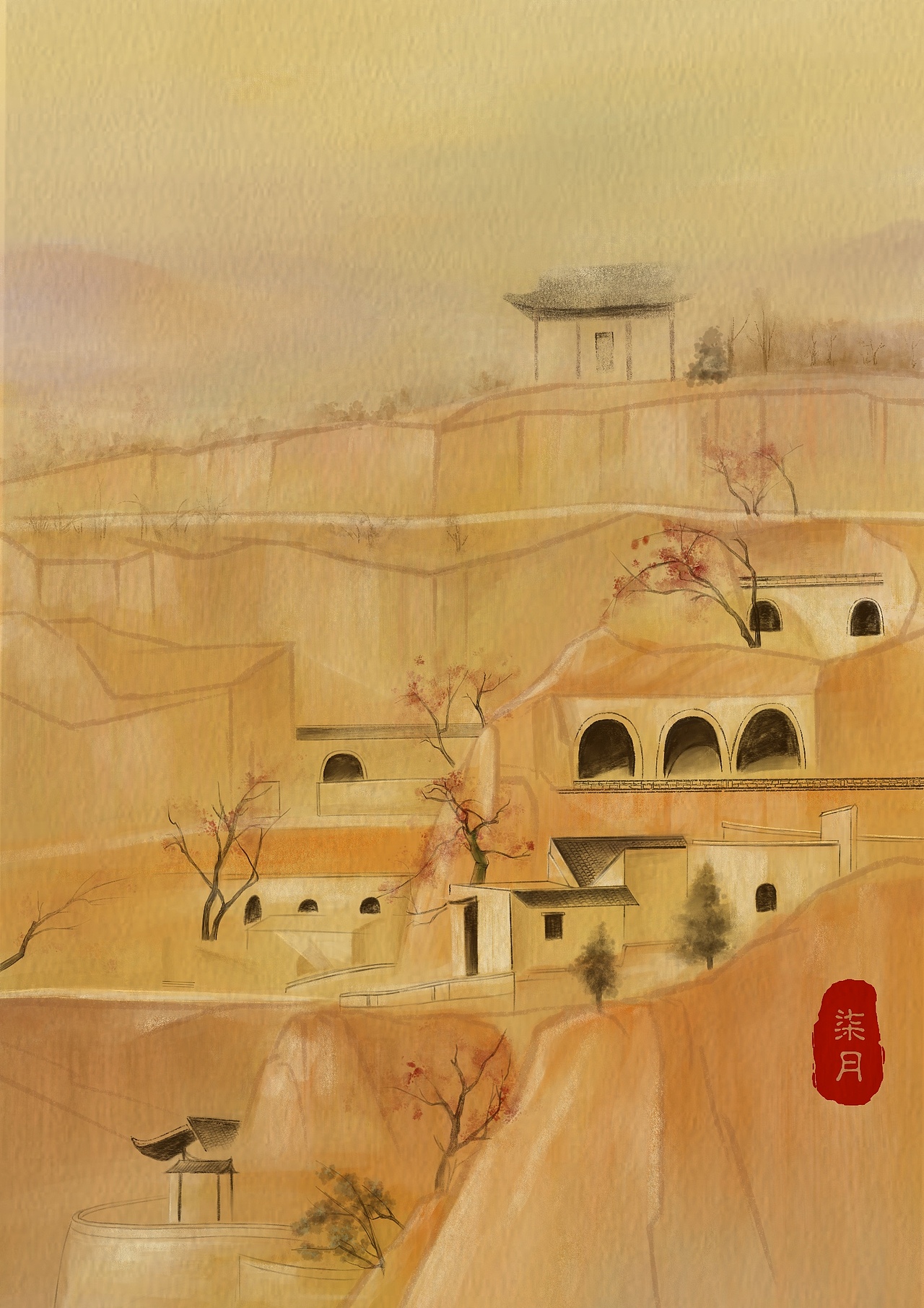 1原创作品插画创作习作古村落风景2022《小情歌》恋爱主题插画合集 53