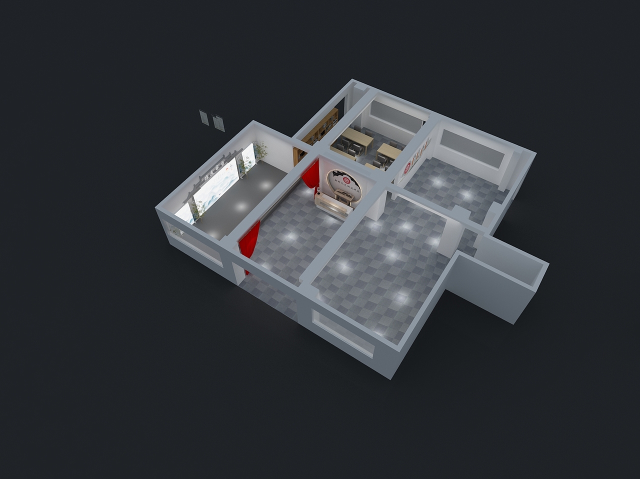 新时代实践站 展厅设计 效果图3d