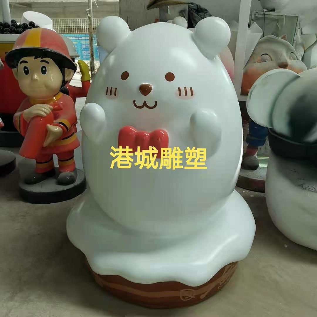 荷包蛋形象吉祥物玻璃钢卡通熊造型表情包雕塑美陈摆件