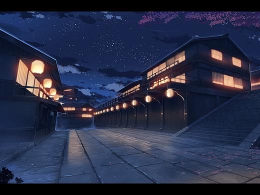八重樱小镇夜