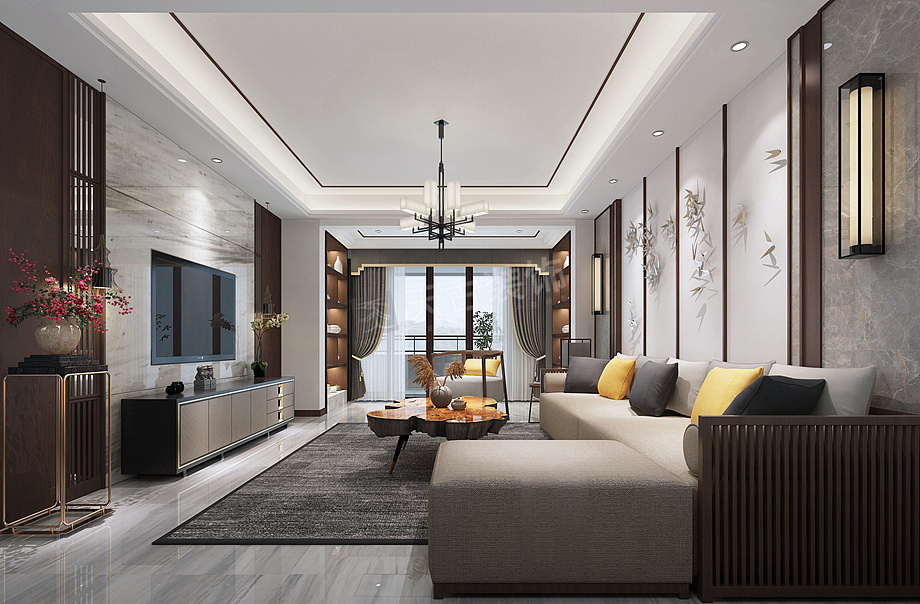 江北天古装饰万科御澜道简约中式装修设计方案效果图