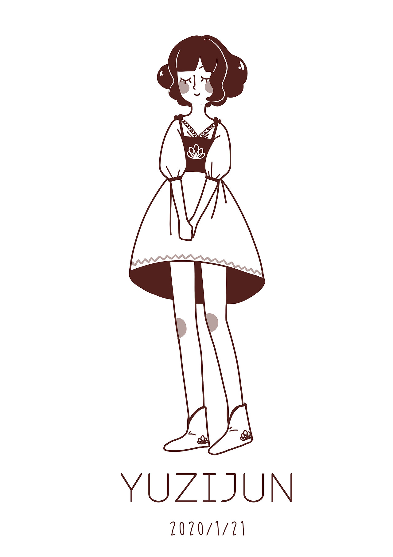 扁平 线条 女孩（图ZMTk0MzI1MDEy） - 创作习作 - 站酷设计师鱼子菌原创素材 - 站酷ZCOOL