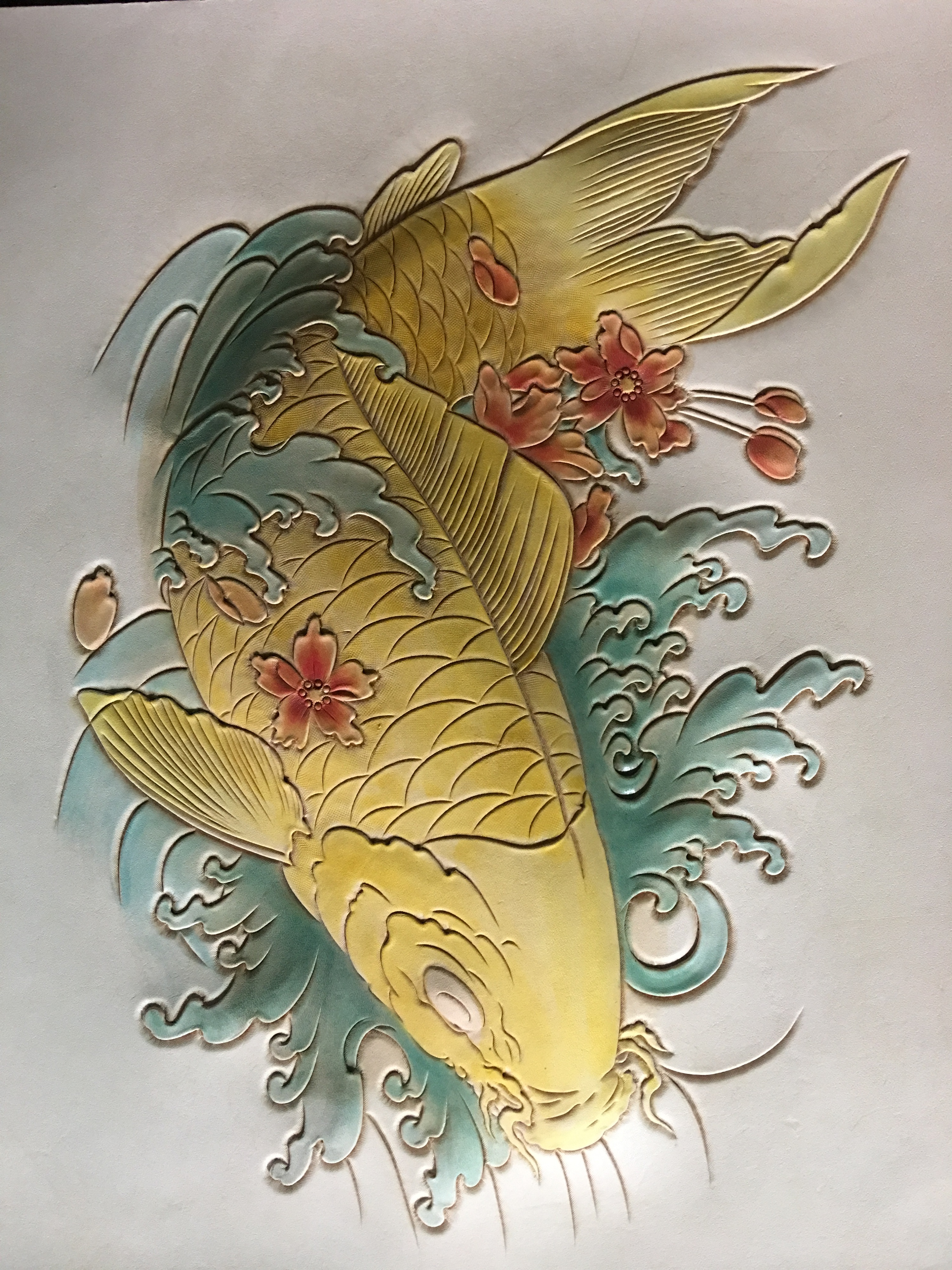 皮雕画年年有鱼