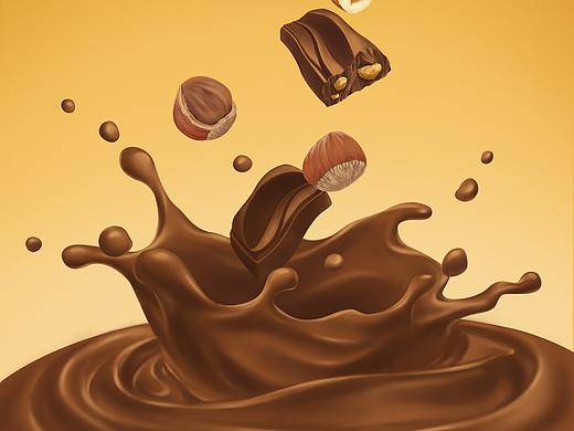 巧克力寫(xiě)實(shí)插畫(huà)（個(gè)人主頁(yè)-ZMjc2MzE2NDg=） - 商業(yè)插畫(huà) - 站酷設(shè)計(jì)師檸檬小茶Sara原創(chuàng)素材 - 站酷ZCOOL