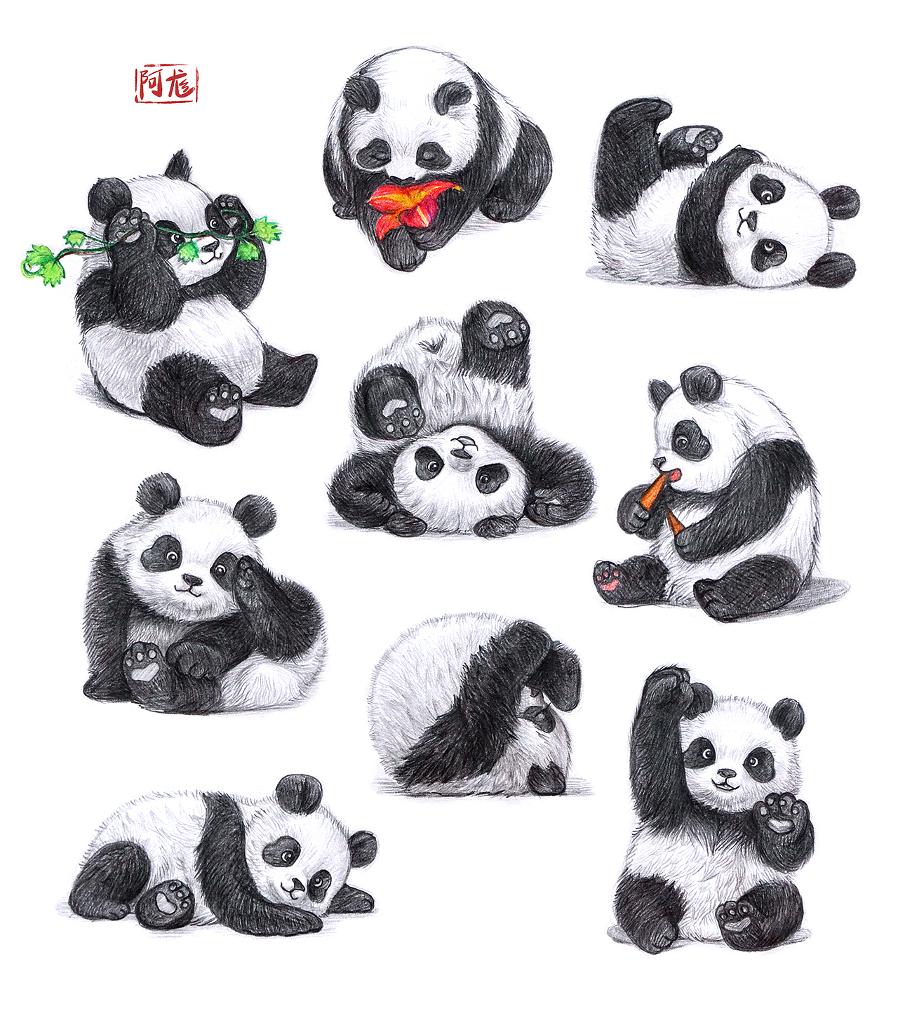 100只摸鱼熊猫（图ZMjQ4NzEzMDI0） - 创作习作 - 站酷设计师阿尨原创素材 - 站酷ZCOOL