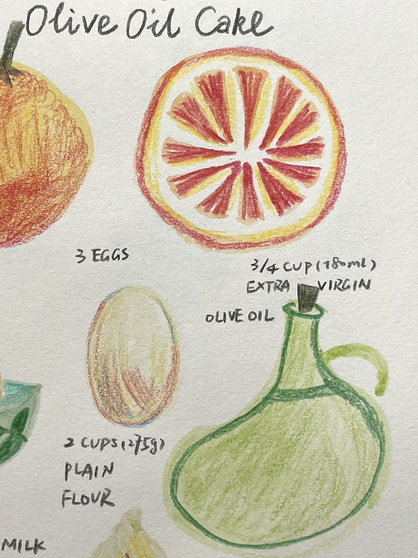 手绘食谱Vol.37 Blood Orange and Olive Oil Cake