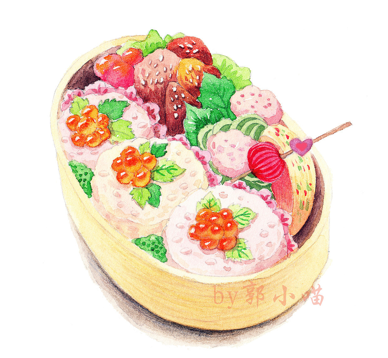 手绘水彩便当