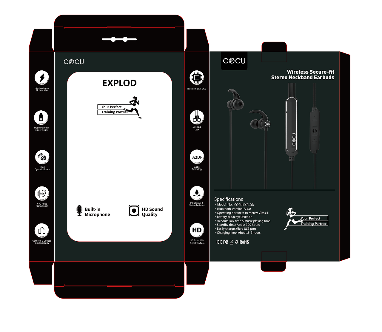 COCU，外国耳机零售商，该包装已过稿并被使用