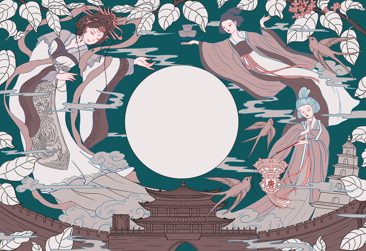 蛋月烧国风插画（图ZMjQ3MTY4ODM2） - 商业插画 - 站酷设计师设计师杰子原创素材 - 站酷ZCOOL