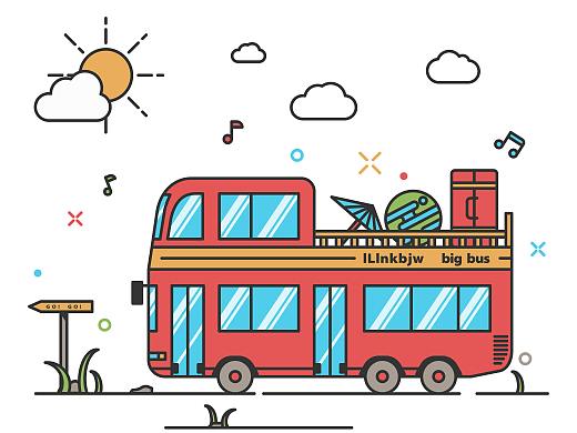 描边风汽车插画