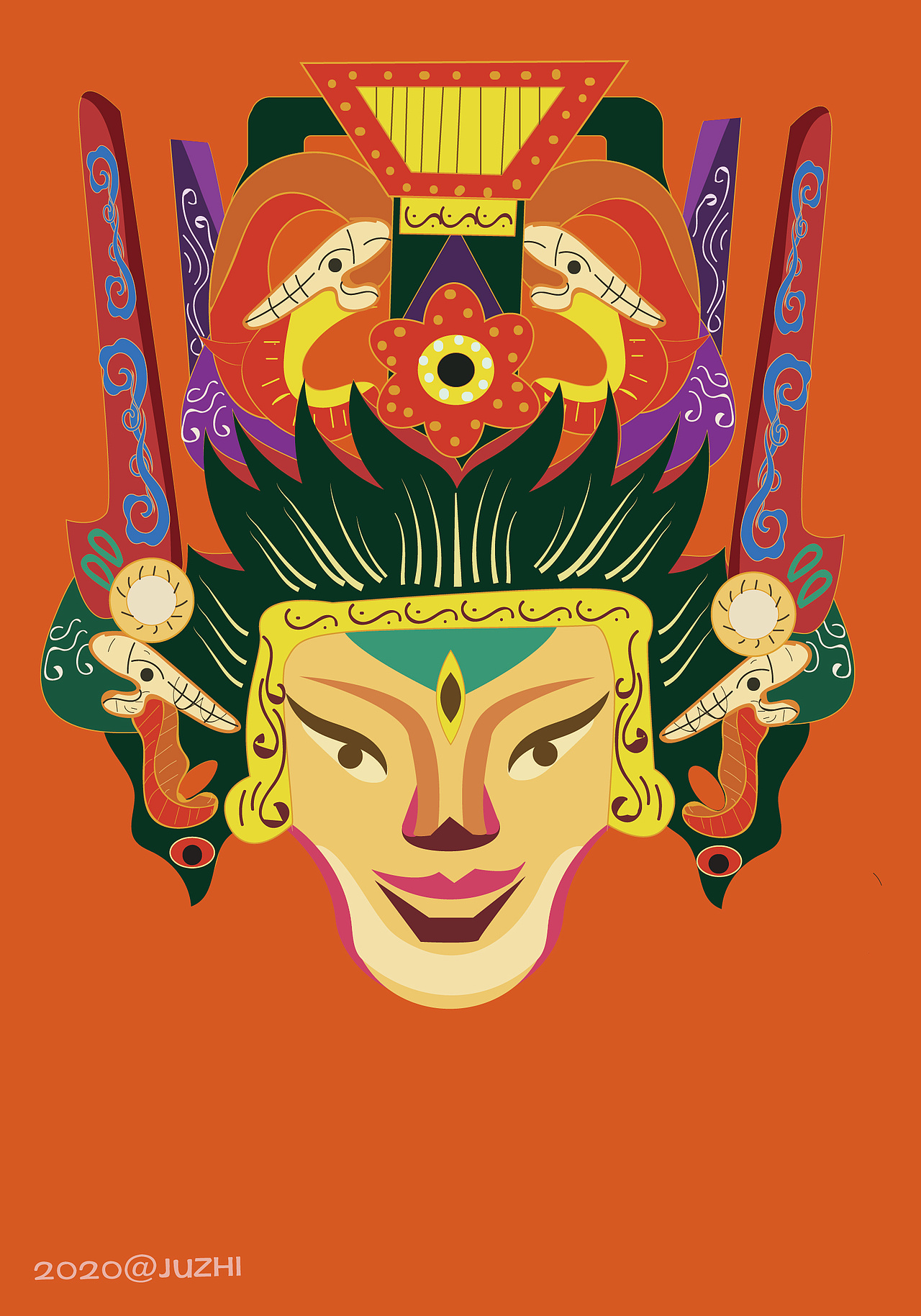 儺戲面具創(chuàng)作|（圖ZMjE5NTY0NjIw） - 藝術(shù)插畫 - 站酷設(shè)計(jì)師橘橘枳原創(chuàng)素材 - 站酷ZCOOL