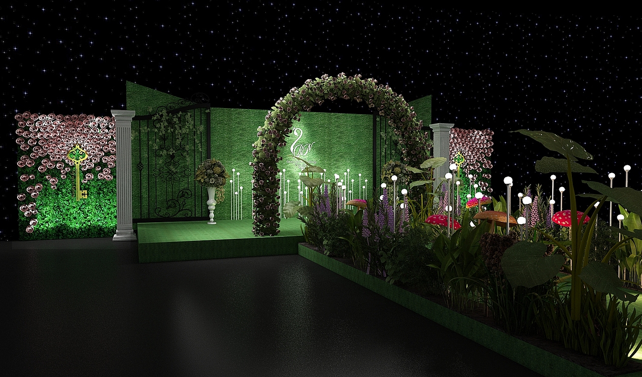 鲜花和绿色装饰的梦幻婚礼