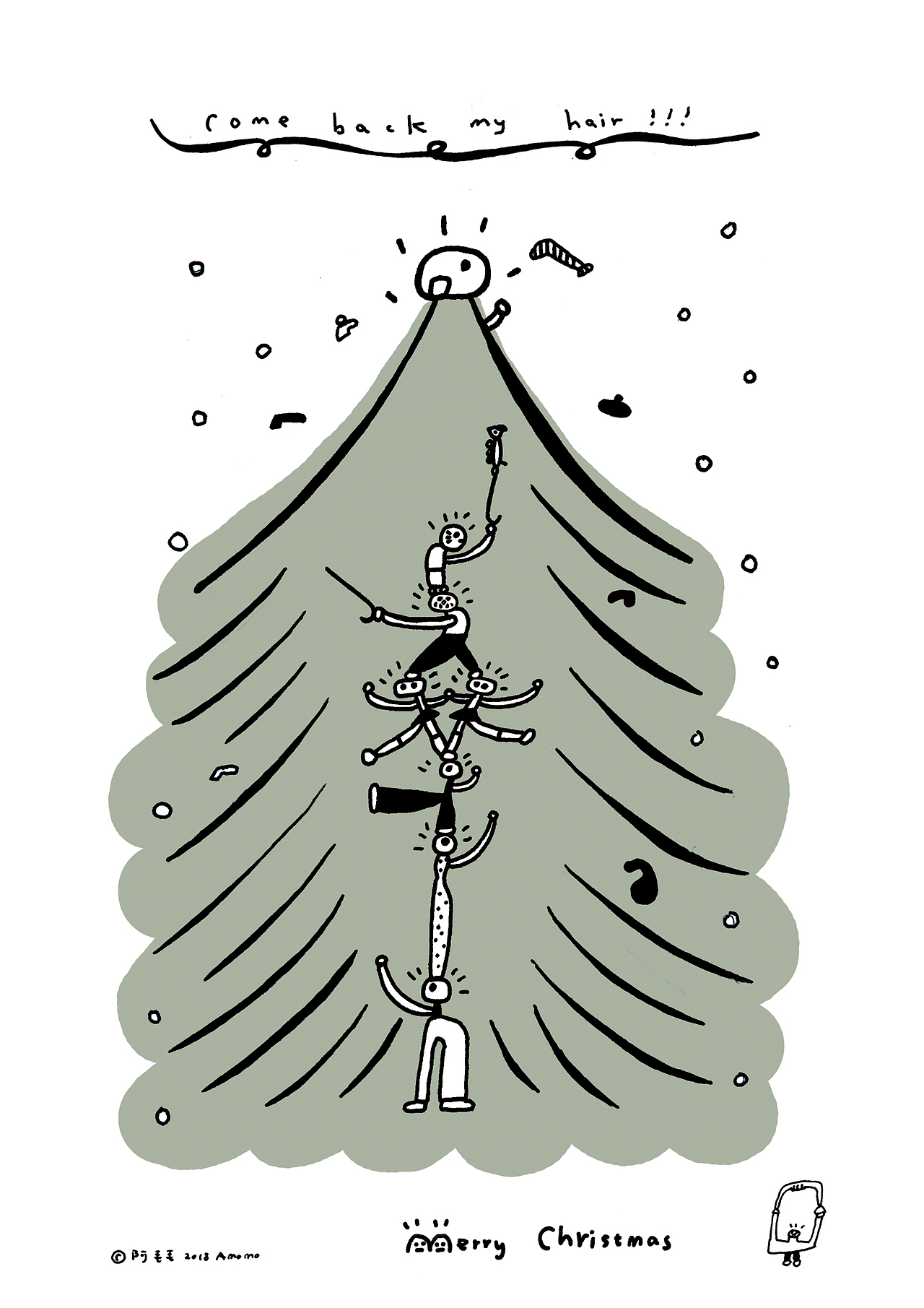 |插画| 圣诞秃顶 The Bald-head Xmas（图ZMTU4NDU3NDU2） - 艺术插画 - 站酷设计师阿毛毛Amomo原创素材 - 站酷ZCOOL