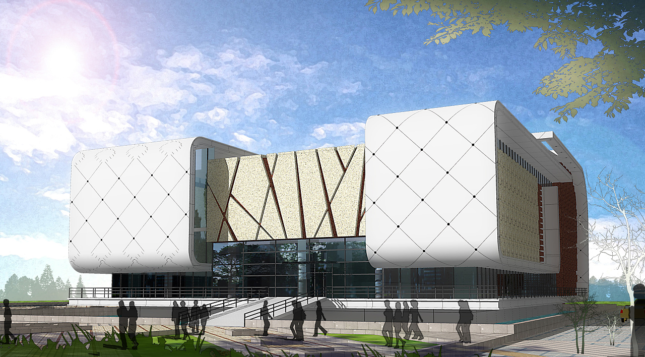 公共建筑图书馆效果图