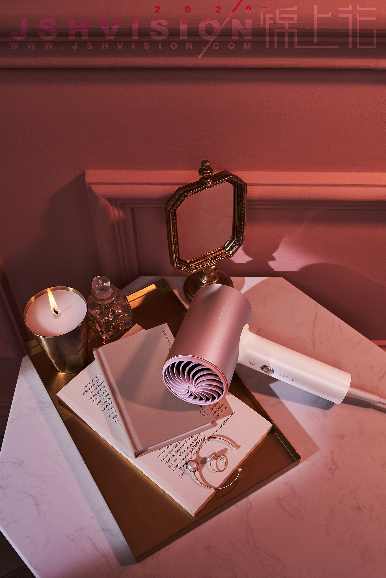 薄雾玫瑰 | 素士H5粉金升级版吹风机海报拍摄