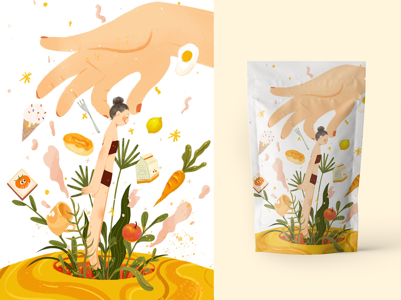 2020【原创】-冰激凌零食包装插画