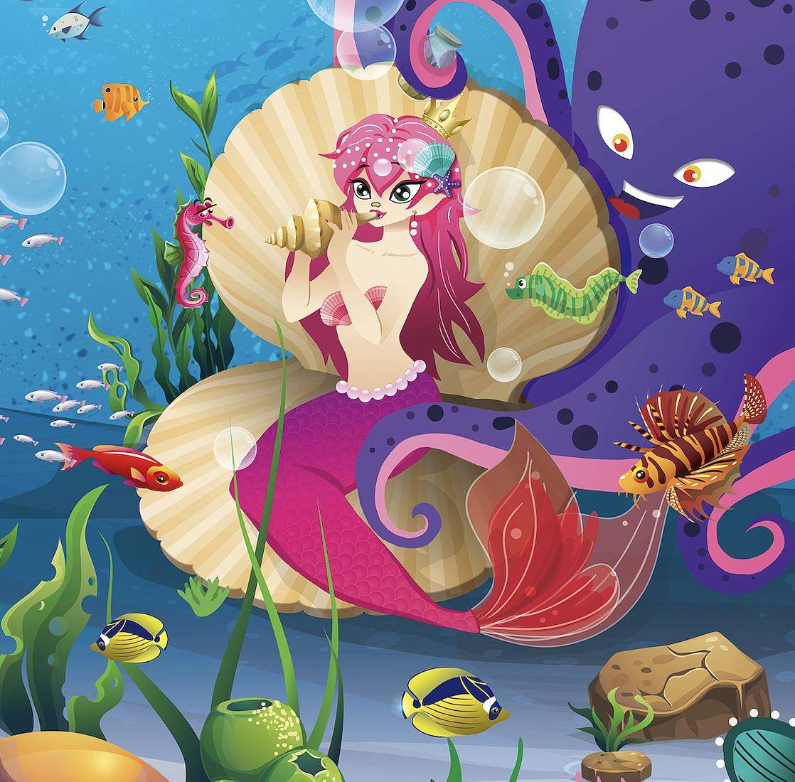 拼图插画设计二 —— 美人鱼