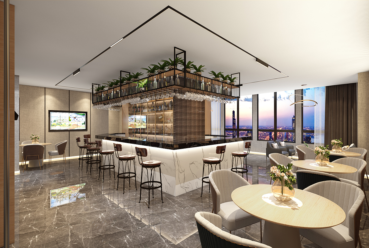 工装——酒店前台 过厅 等候区 吧台休闲区|空间|酒店餐饮设计|z00