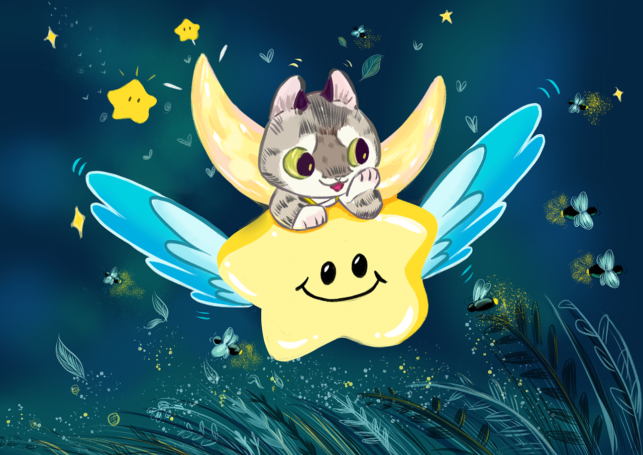 爱幻想的小猫咪|插画|儿童插画|mimihu03 - 原创作品 - 站酷 (zcool)