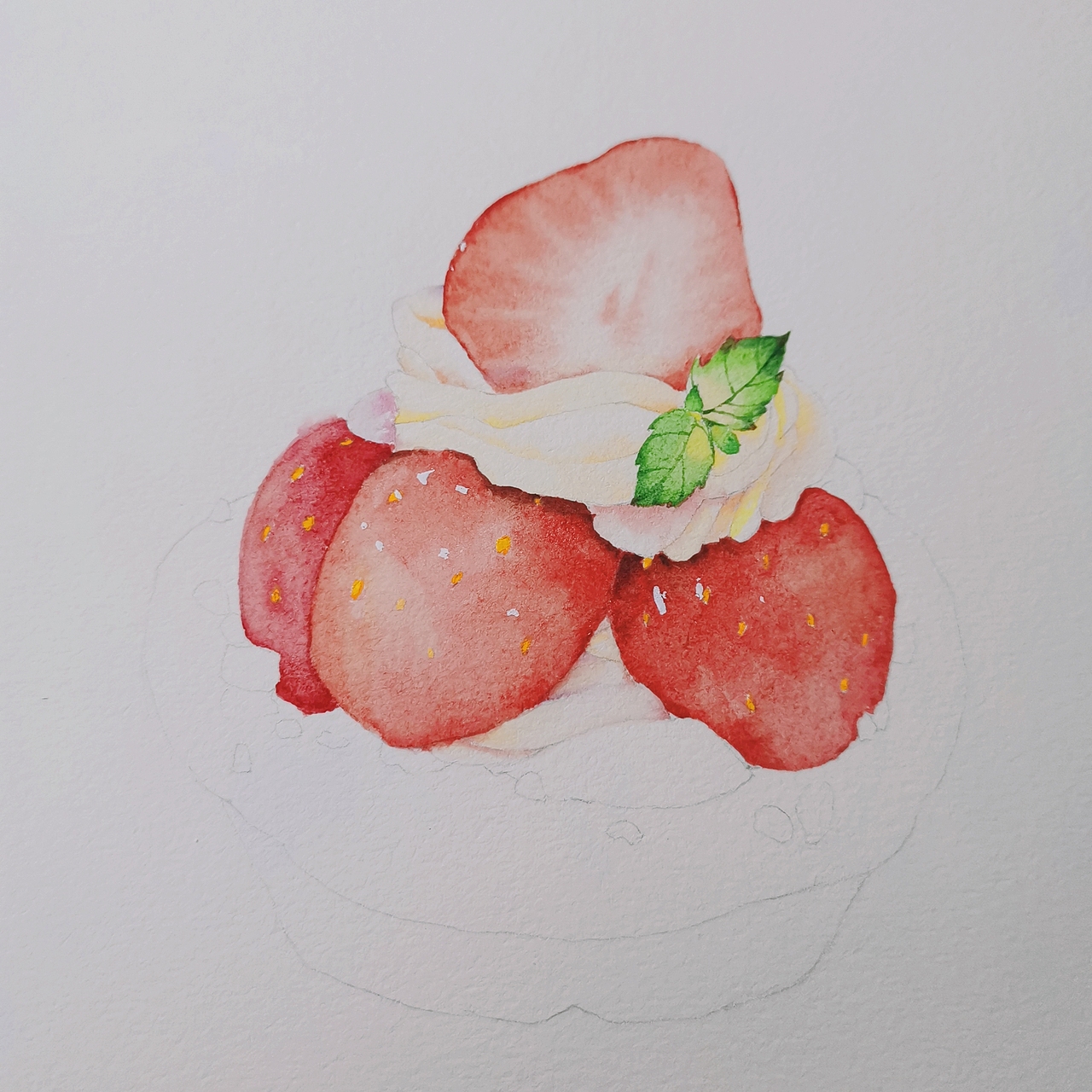 2020年-水彩插画-蛋糕/下午茶/多肉
