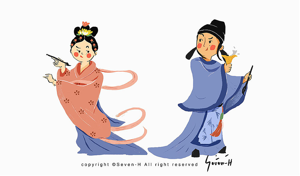 新东方诗词大赛H5 | 插画设计（图ZMTIxNzQxNjAw） - 游戏/娱乐 - 站酷设计师sevenH原创素材 - 站酷ZCOOL