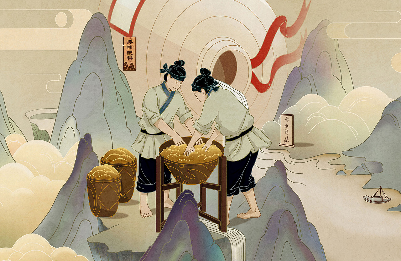 木头猫 | 茅台 古法酿造工艺（图ZMjIyMDcwOTA4） - 商业插画 - 站酷设计师疯子木原创素材 - 站酷ZCOOL