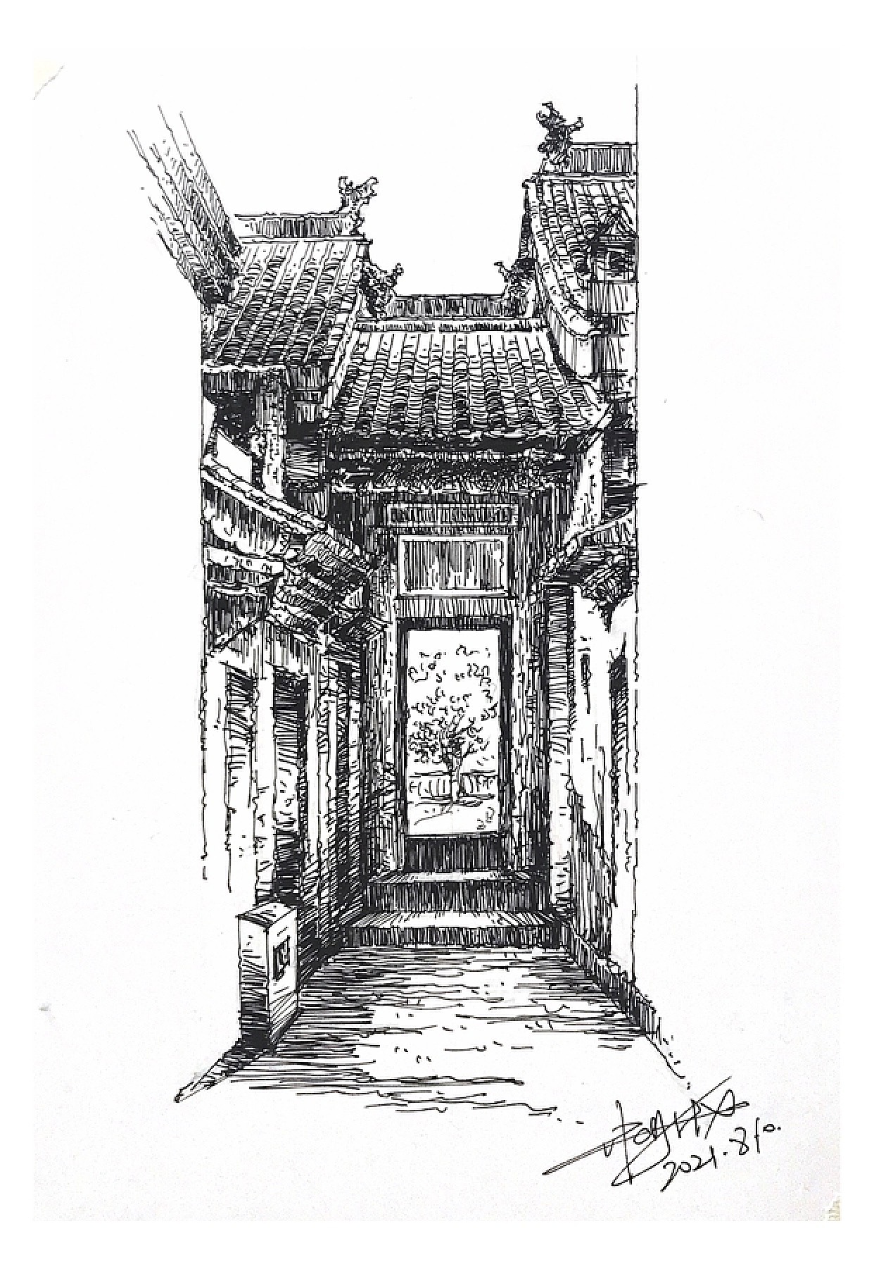 速写 古建筑