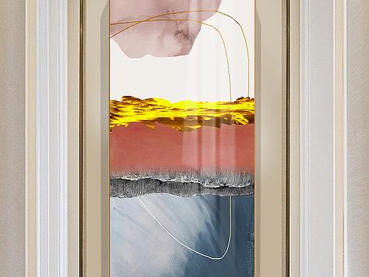 现代简约抽象画艺术油画线条北欧玄关装饰画