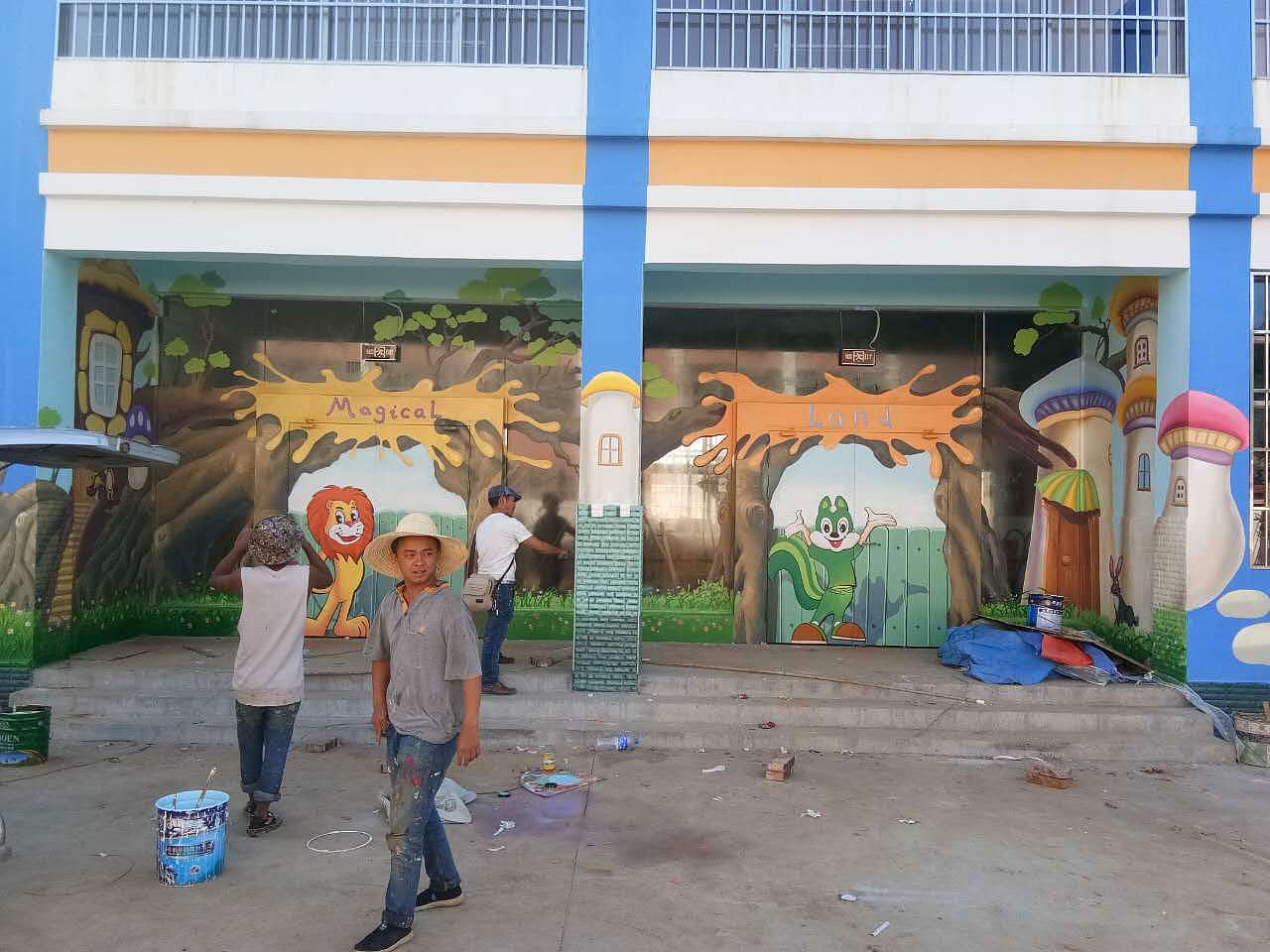 云南昆明曲靖陆良机关幼儿园墙体彩绘墙画墙绘幼儿园（图ZMTA2NTM1NjM2） - 其他手工艺 - 站酷设计师云南锦泰彩绘原创素材 - 站酷ZCOOL