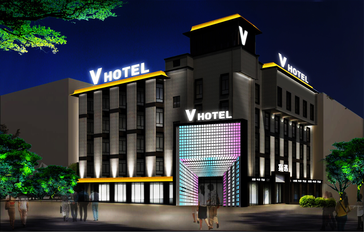 V-hotel酒店外墙亮化设计|其他|其他|北海岸的繁华 - 原创作品 - 站酷 (ZCOOL)