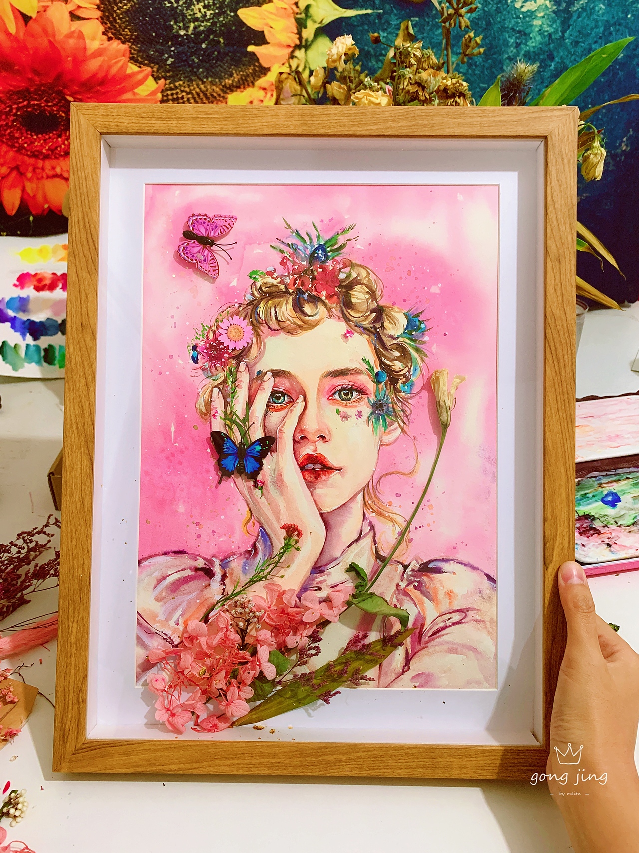 作品：《花與畫(huà)》（圖ZMTg0MDI1ODU2） - 創(chuàng)作習(xí)作 - 站酷設(shè)計(jì)師龔靜水彩畫(huà)原創(chuàng)素材 - 站酷ZCOOL