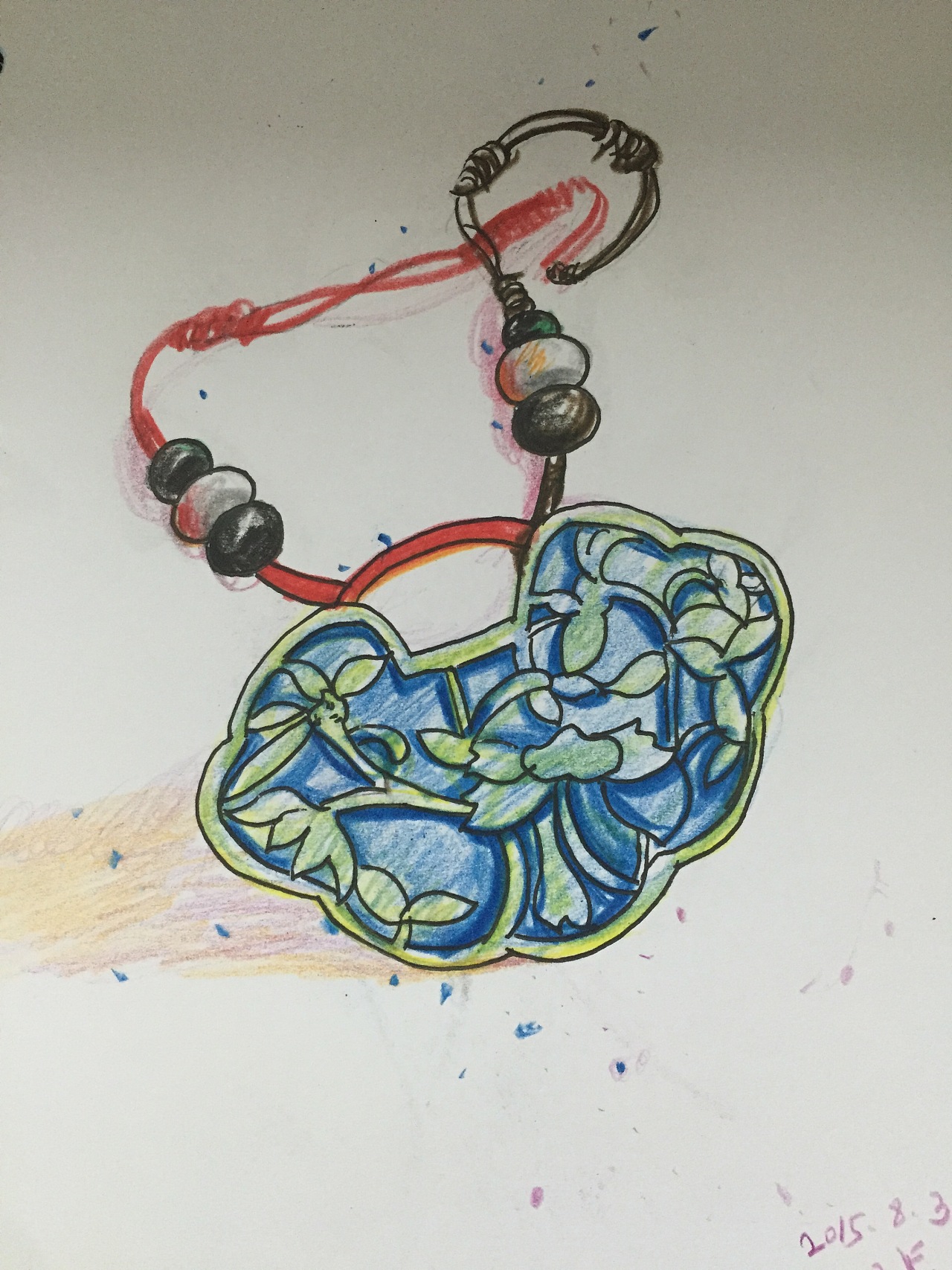 手绘彩铅传统首饰|纯艺术|绘画|jenniferfer_原创作品-站酷(zcool)