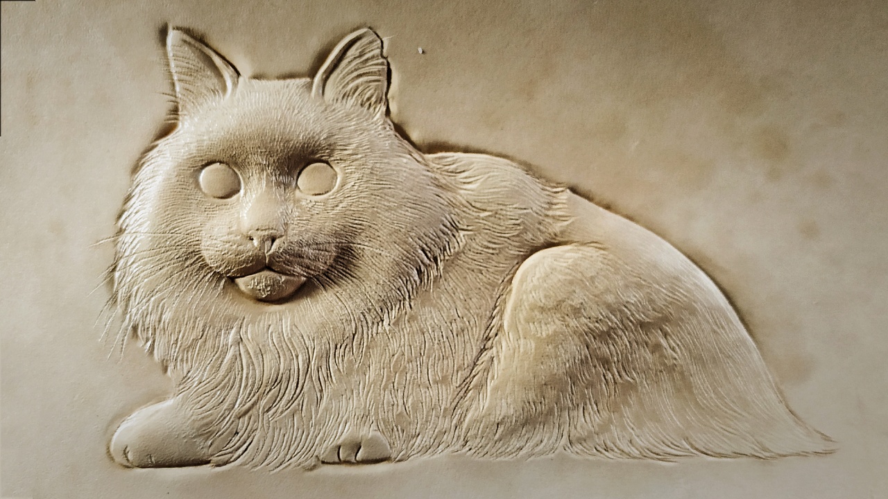 猫的皮雕画
