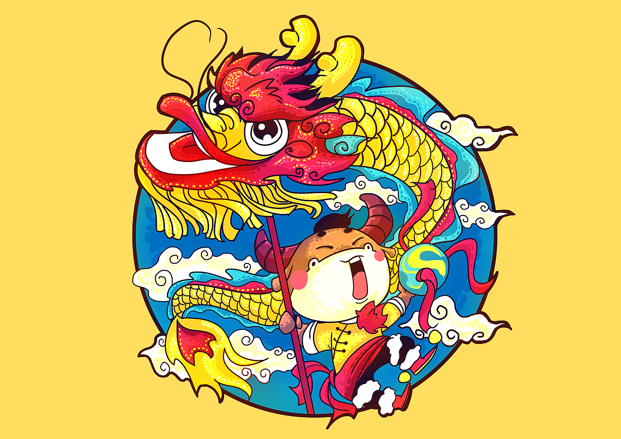 2021 牛年大吉（图ZMjM0OTU4NzA0） - 新锐潮流插画 - 站酷设计师由忠庆原创素材 - 站酷ZCOOL