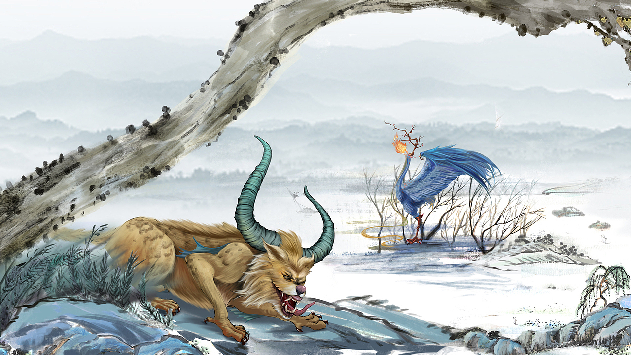 山海经（图ZMjAzNTg5MzQw） - 商业插画 - 站酷设计师BlingYIN原创素材 - 站酷ZCOOL