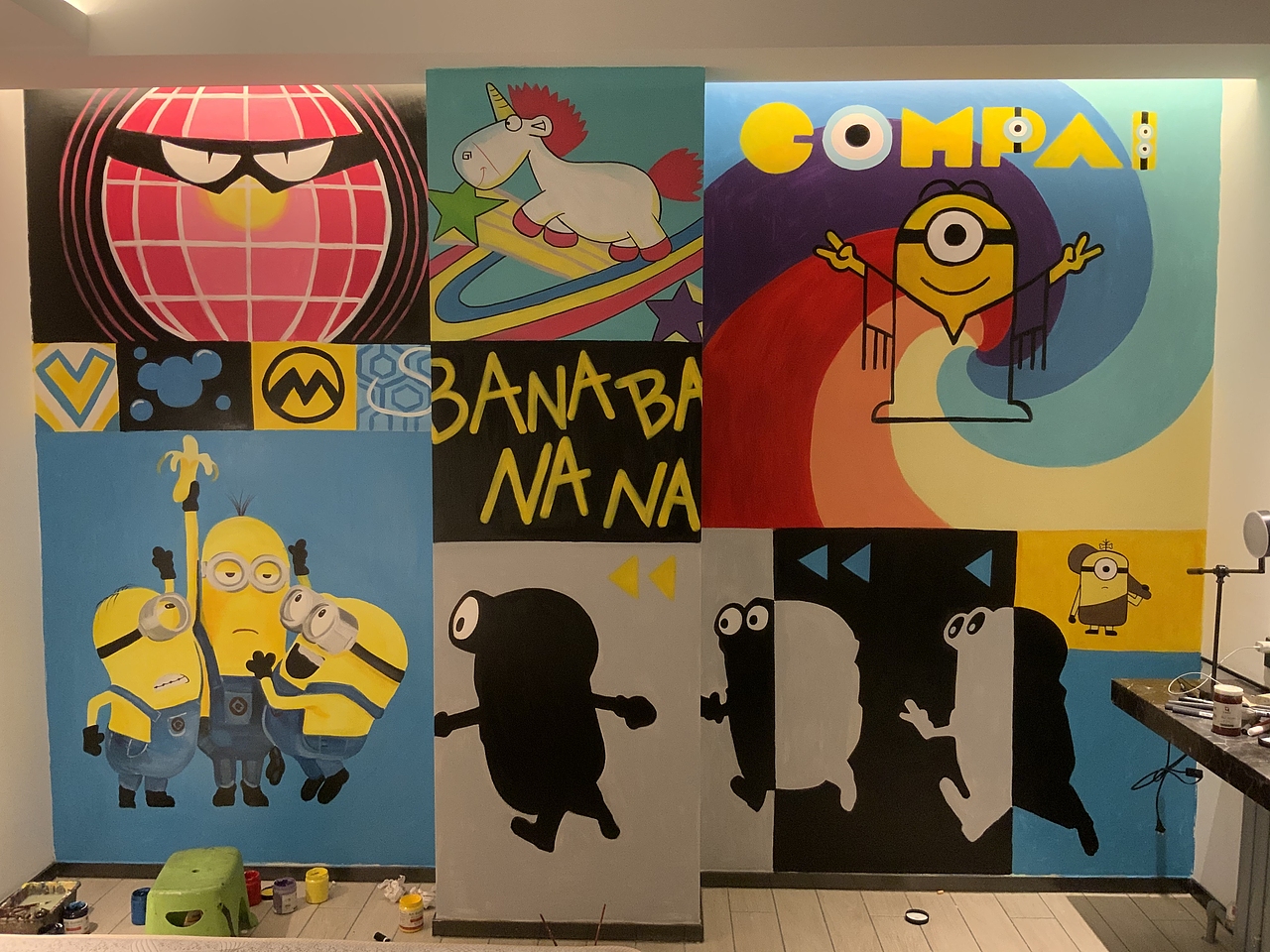 小黄人主题墙绘