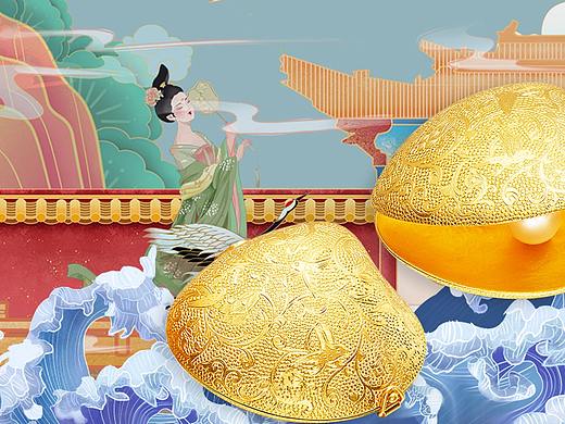 寶蘭珠宝 | 明德篇·唐·飞禽唐草纹蚌形项坠