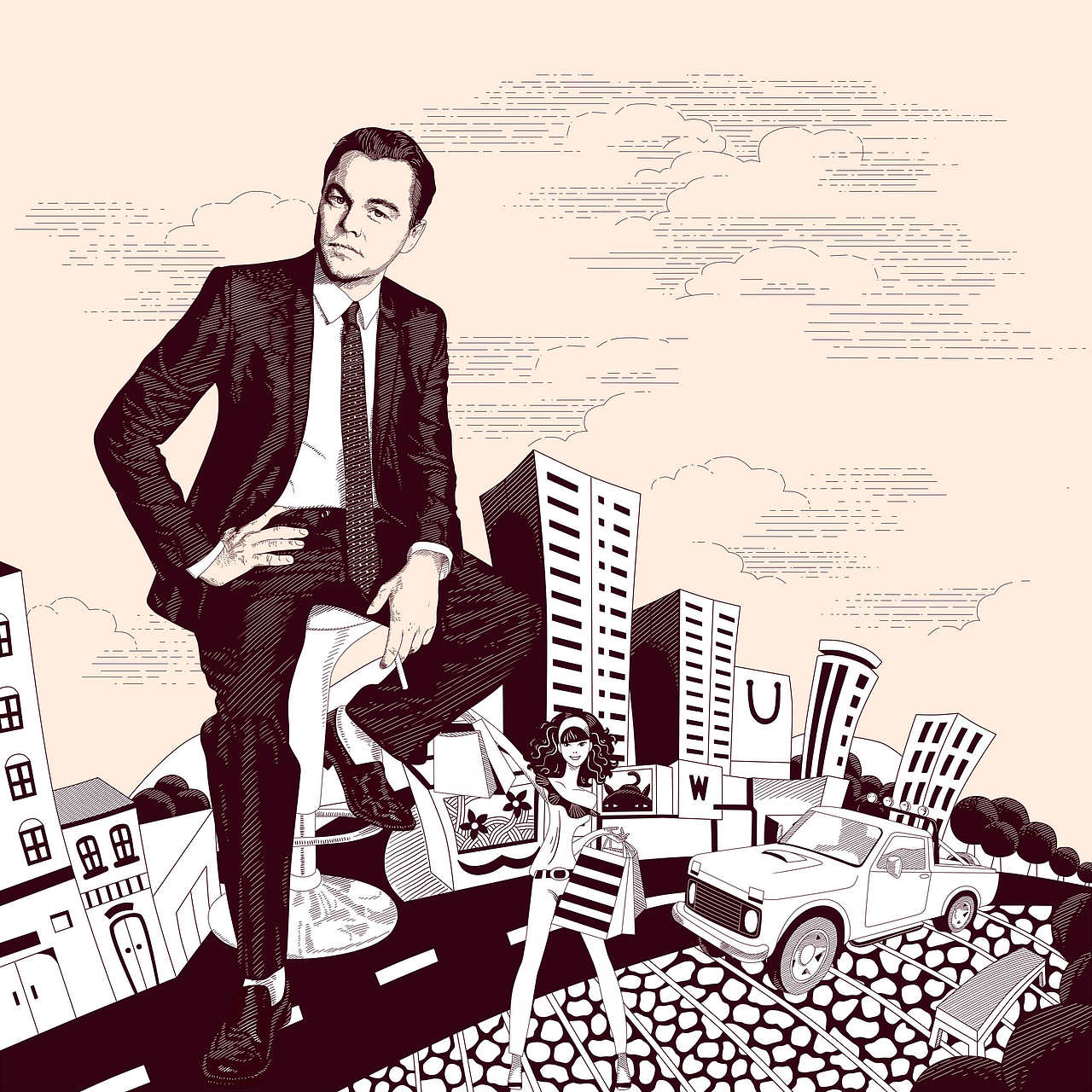 人物单色画（图ZMTYzMzg5MTY=） - 商业插画 - 站酷设计师碎碎猫原创素材 - 站酷ZCOOL