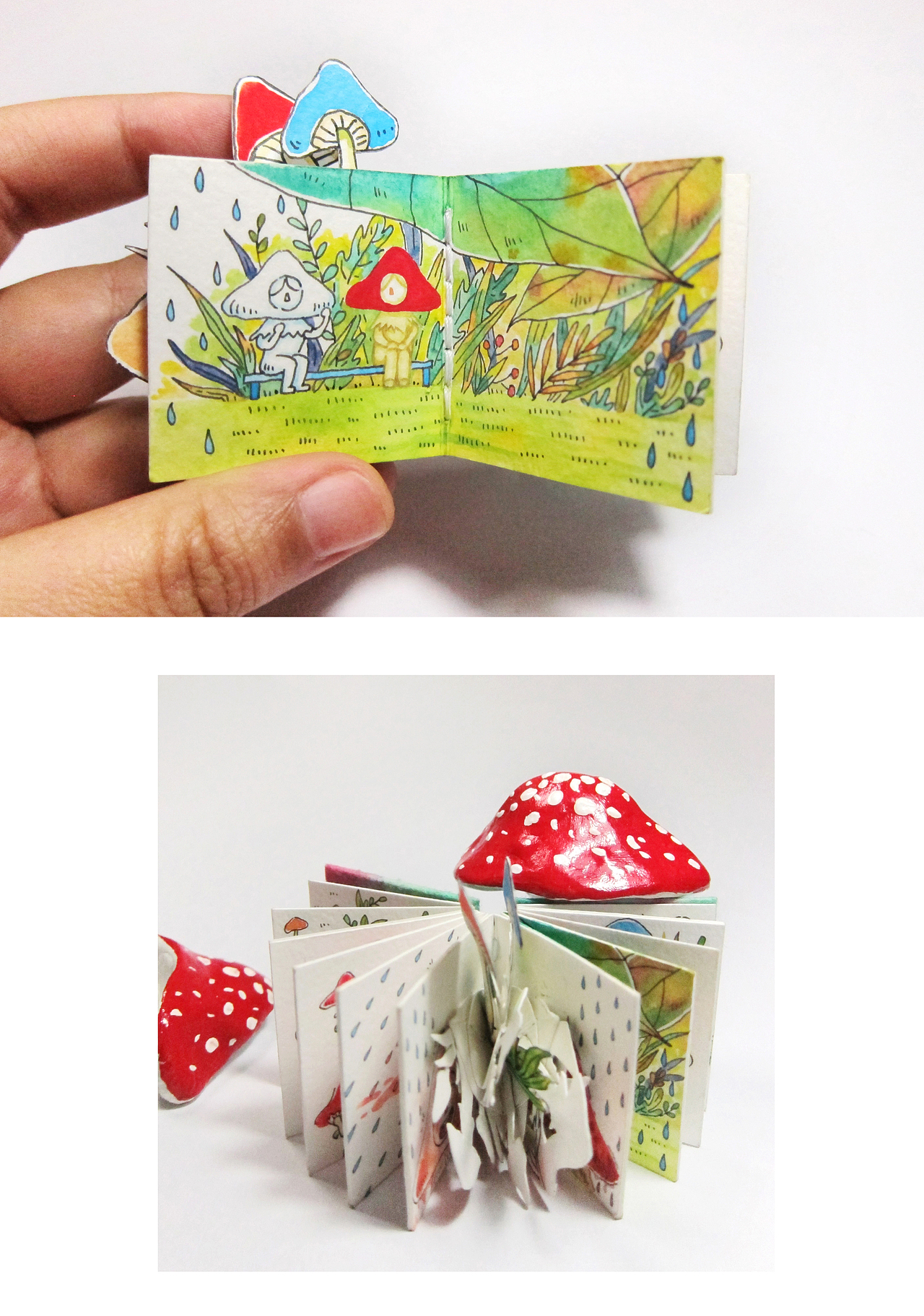 绘本自制迷你绘本蘑菇小书