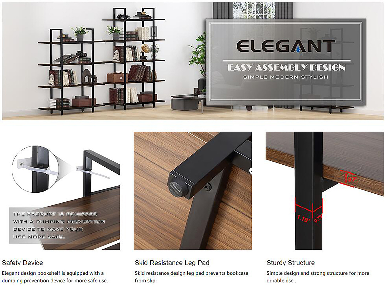 5-TIER BOOKSHELF | ELEGANT | 亚马逊