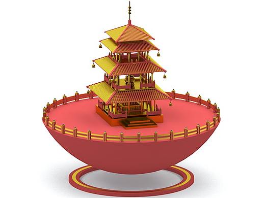 #C4D#中国古代建筑+3D视频H5交互制作