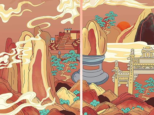 寿山福海摩罗丹五岳孝文化文创设计