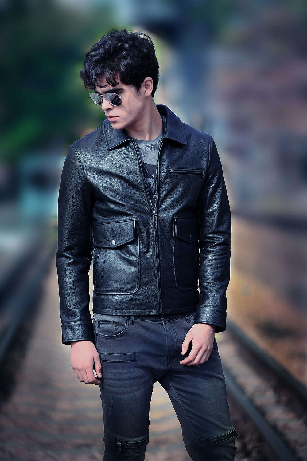 机车皮衣模特拍摄