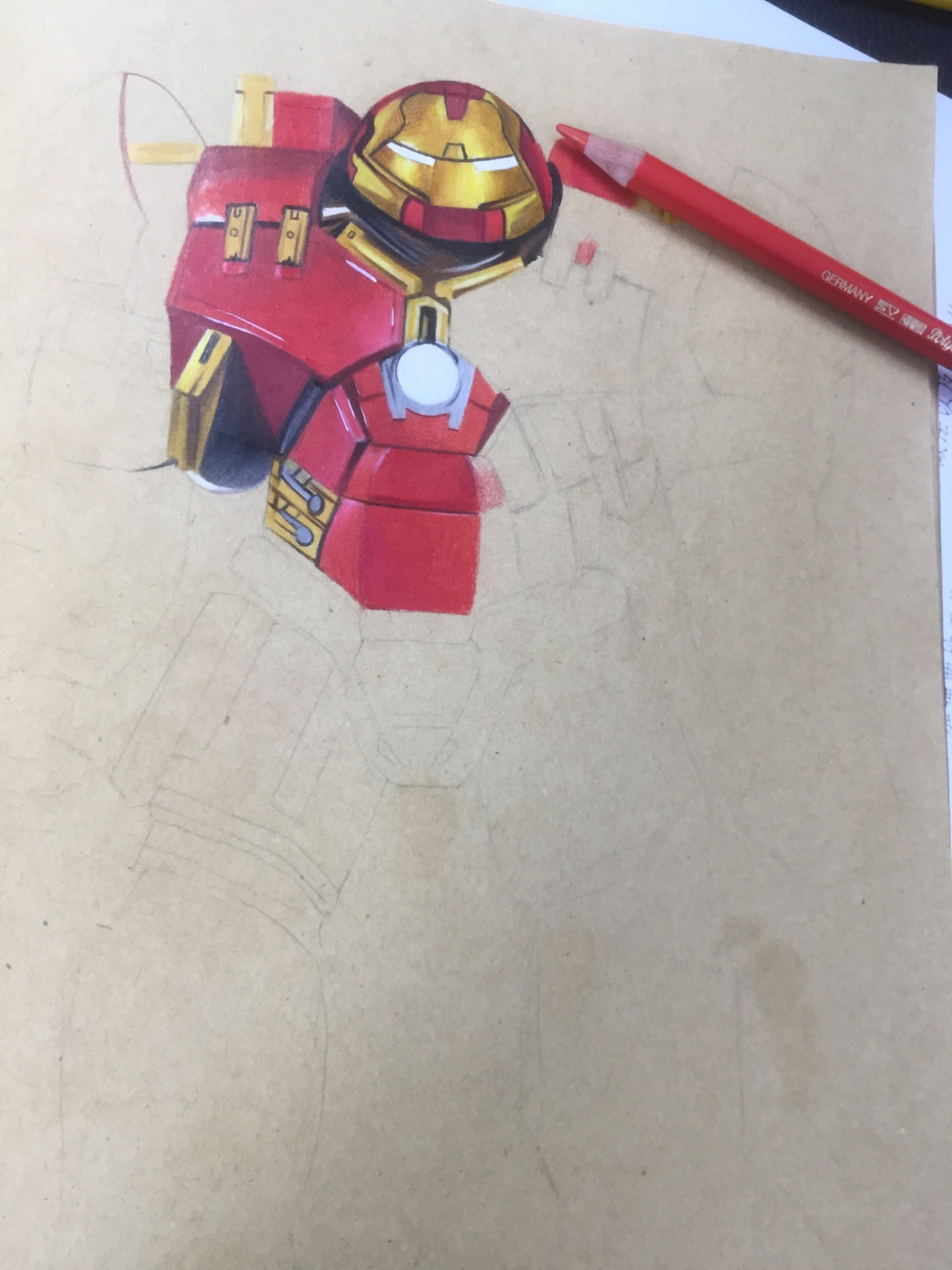 彩铅,钢铁侠,反浩克装甲._喜欢画画的小学生-站酷zcool