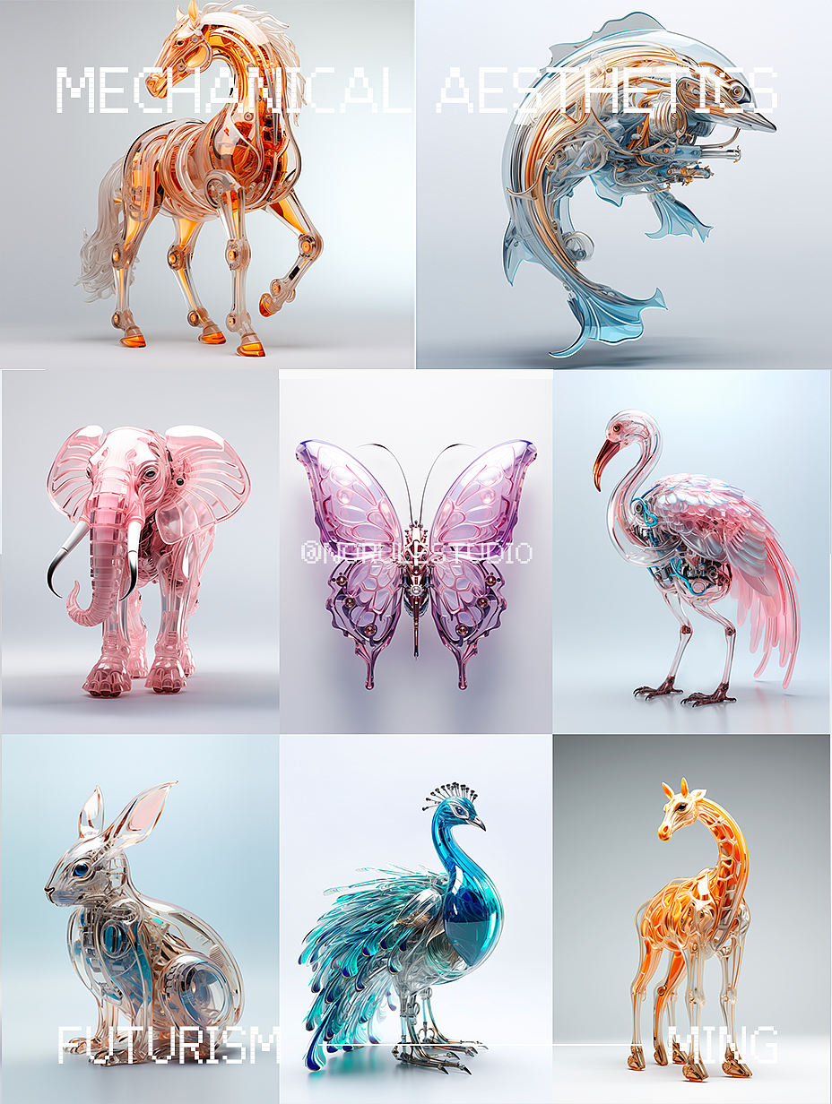 AIGC-动物水晶艺术品概念设计（图ZMzU0ODA5MzU2） - AI作品 - 站酷设计师Norulestudio原创素材 - 站酷ZCOOL