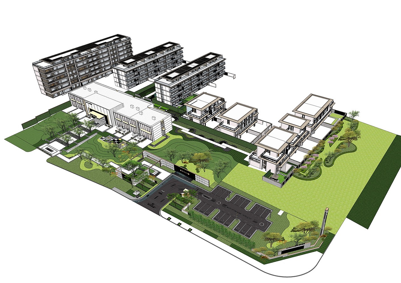 绿城春风瑞园大区景观SU模型下载