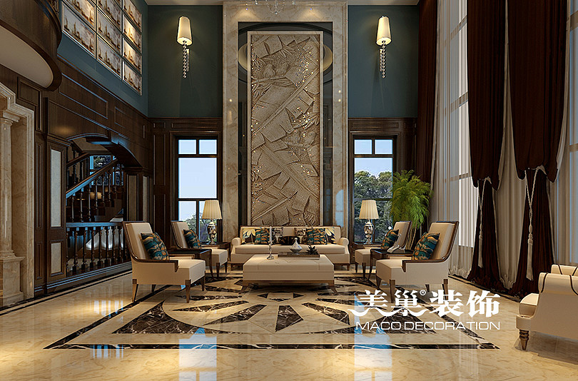 思念果岭520平独栋别墅新古典风格装修样板间设计（图ZODcyMDY3NjA=） - 家装设计 - 站酷设计师美巢装饰小灰灰原创素材 - 站酷ZCOOL