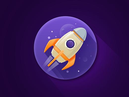 插画风格小火箭图标