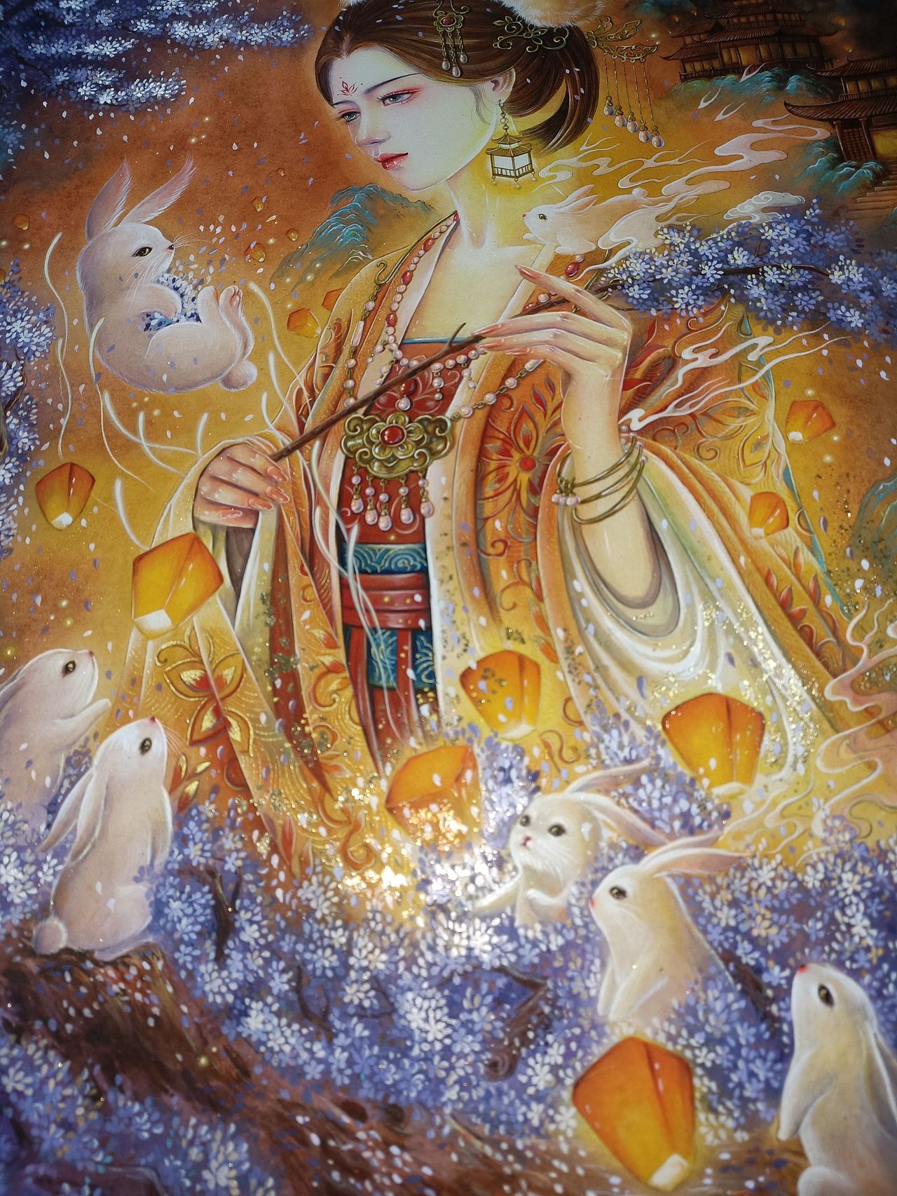 古风手绘水彩——兔仙