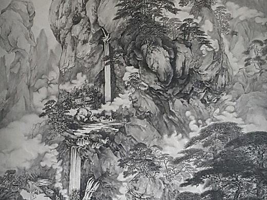 六尺整紙國畫水墨山水創作